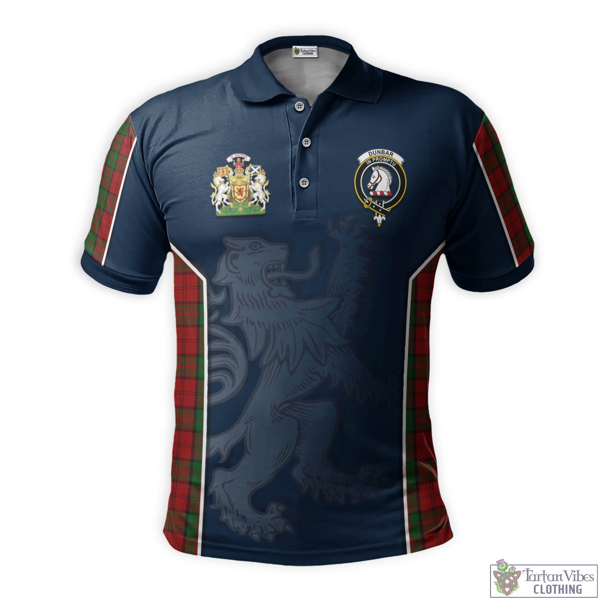 Tartan Vibes Clothing Dunbar Tartan Men's Polo Shirt with Family Crest and Lion Rampant Vibes Sport Style