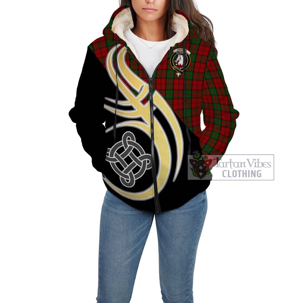 Dunbar Tartan Sherpa Hoodie with Family Crest and Celtic Symbol Style Unisex - Tartan Vibes Clothing