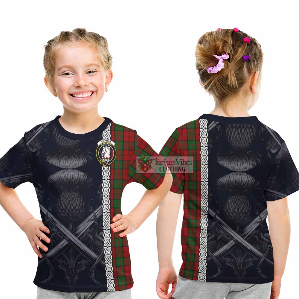 Dunbar Tartan Kid T-Shirt with Family Crest Cross Sword Thistle Celtic Vibes - Tartan Vibes Clothing
