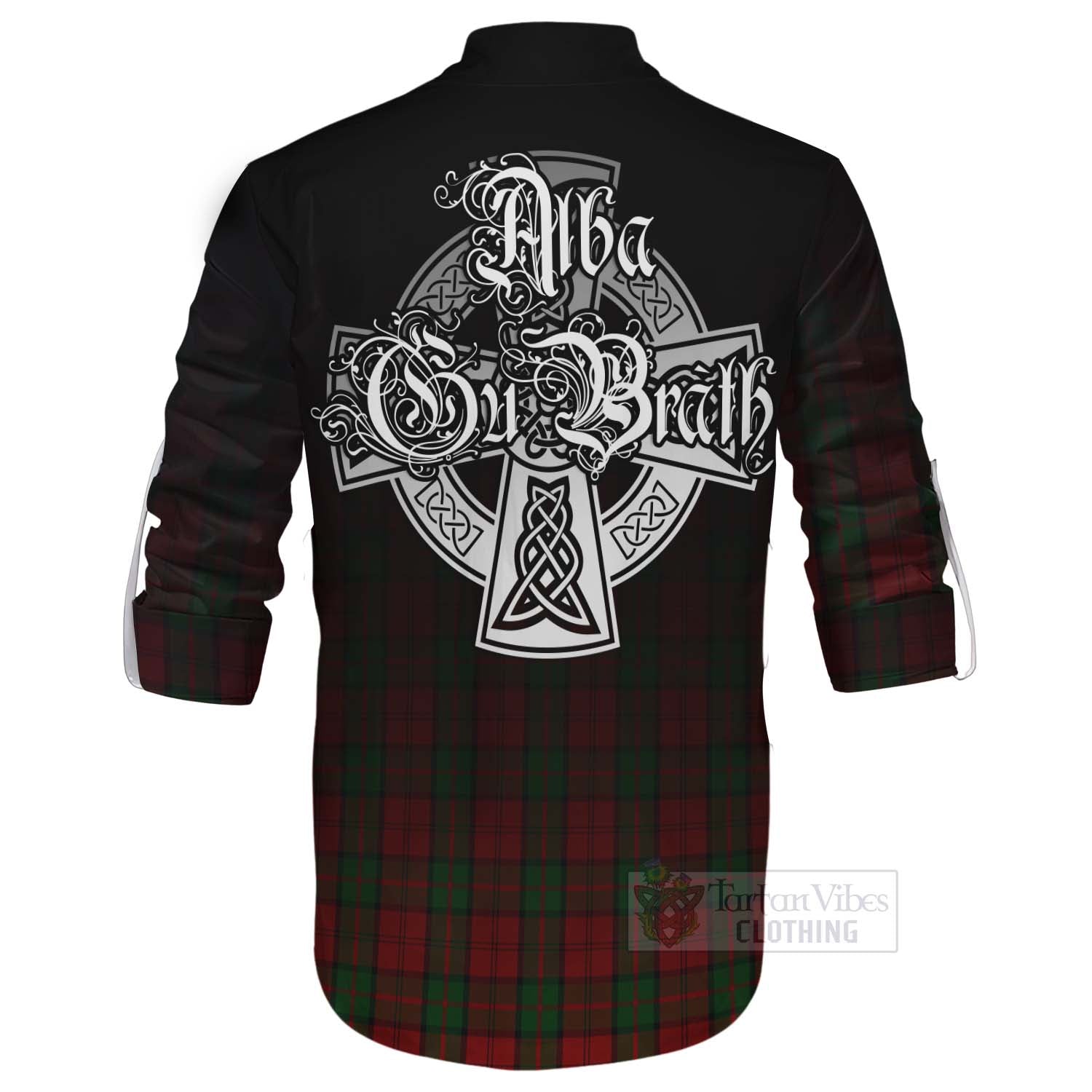 Tartan Vibes Clothing Dunbar Tartan Ghillie Kilt Shirt Featuring Alba Gu Brath Family Crest Celtic Inspired