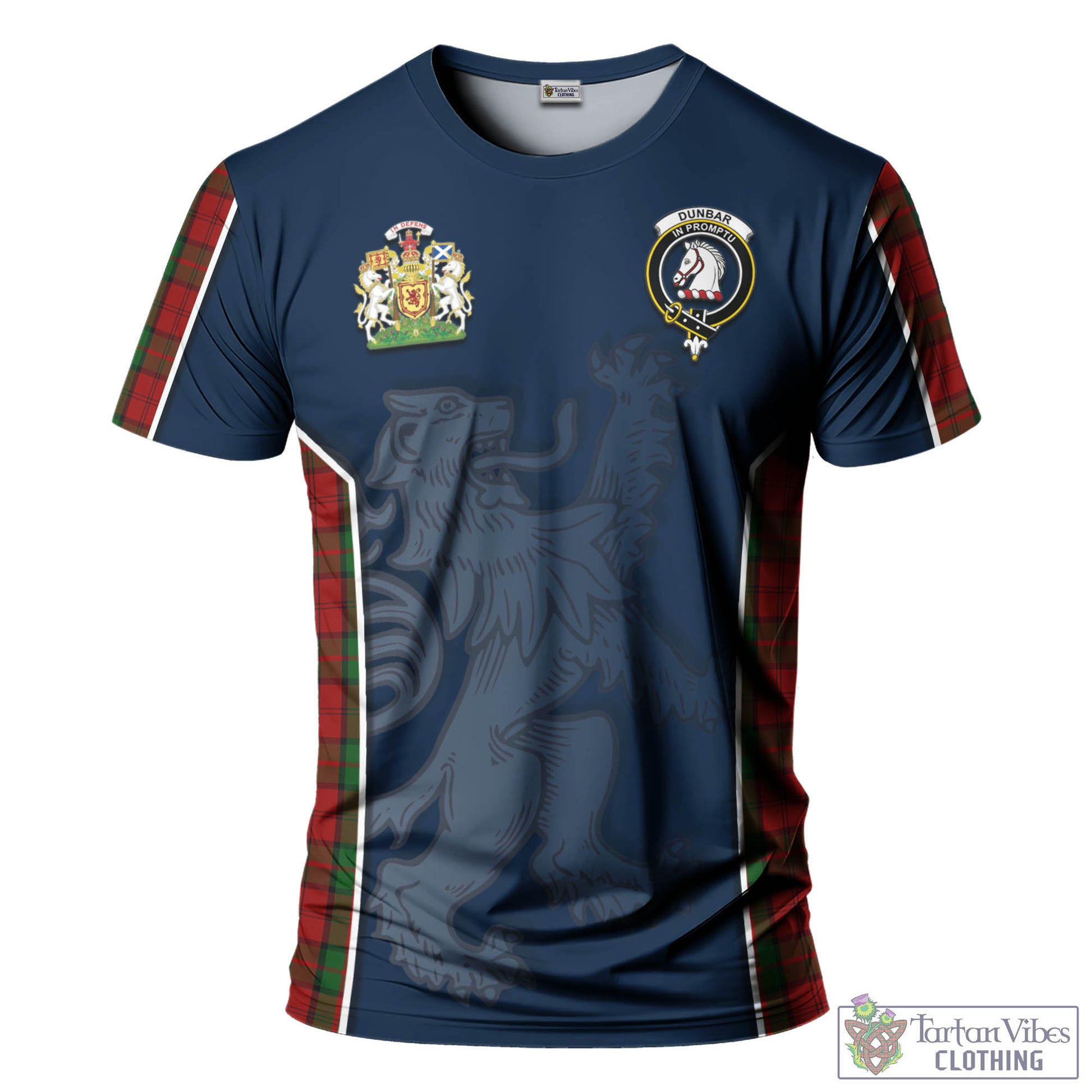 Tartan Vibes Clothing Dunbar Tartan T-Shirt with Family Crest and Lion Rampant Vibes Sport Style