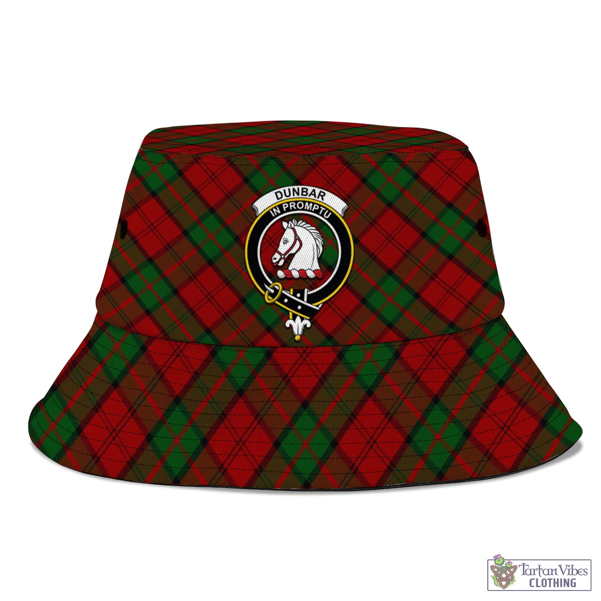 Tartan Vibes Clothing Dunbar Tartan Bucket Hat with Family Crest