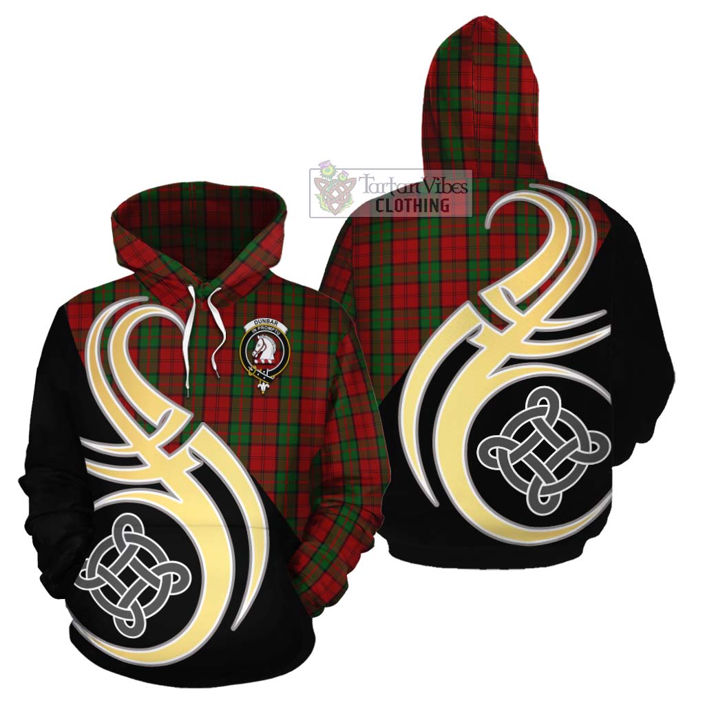 Tartan Vibes Clothing Dunbar Tartan Cotton Hoodie with Family Crest and Celtic Symbol Style