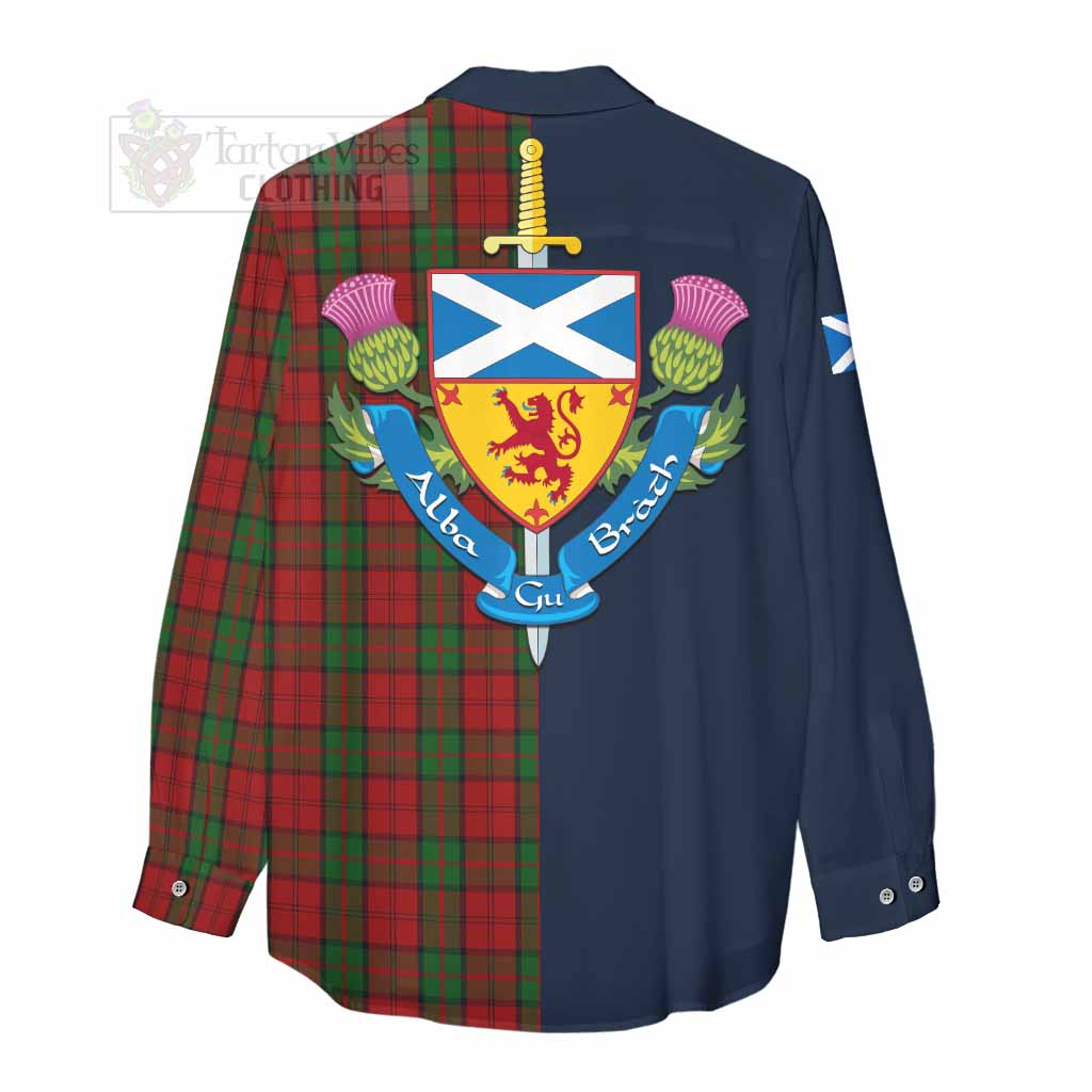 Tartan Vibes Clothing Dunbar Tartan Women's Casual Shirt Alba with Scottish Lion Royal Arm Half Style