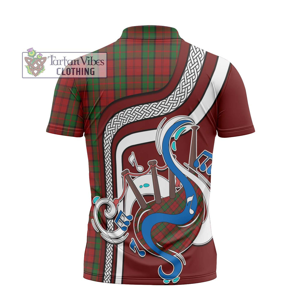 Dunbar Tartan Zipper Polo Shirt with Epic Bagpipe Style - Tartanvibesclothing Shop