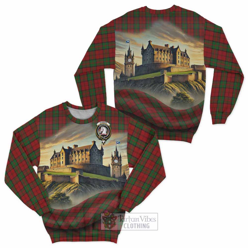 Dunbar Tartan Family Crest Sweatshirt with Scottish Ancient Castle Style - Tartan Vibes Clothing
