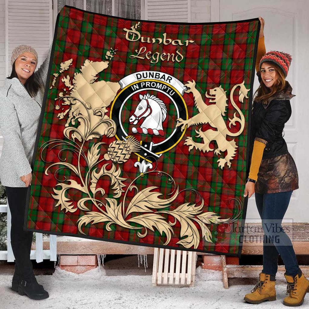 Tartan Vibes Clothing Dunbar Tartan Quilt with Family Crest and Scottish Symbol Style