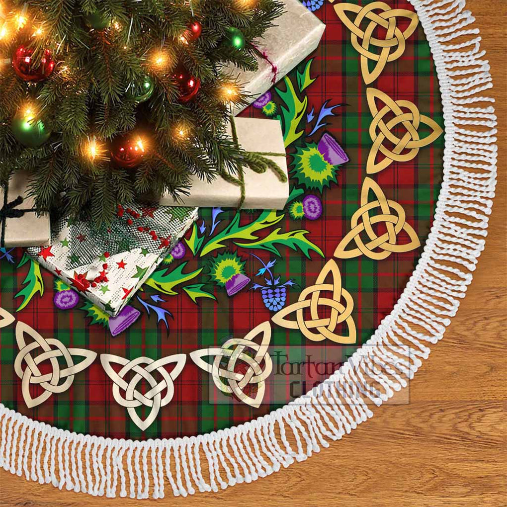 Tartan Vibes Clothing Dunbar Tartan Christmas Tree Skirt with Thistle Celtic Knot Style