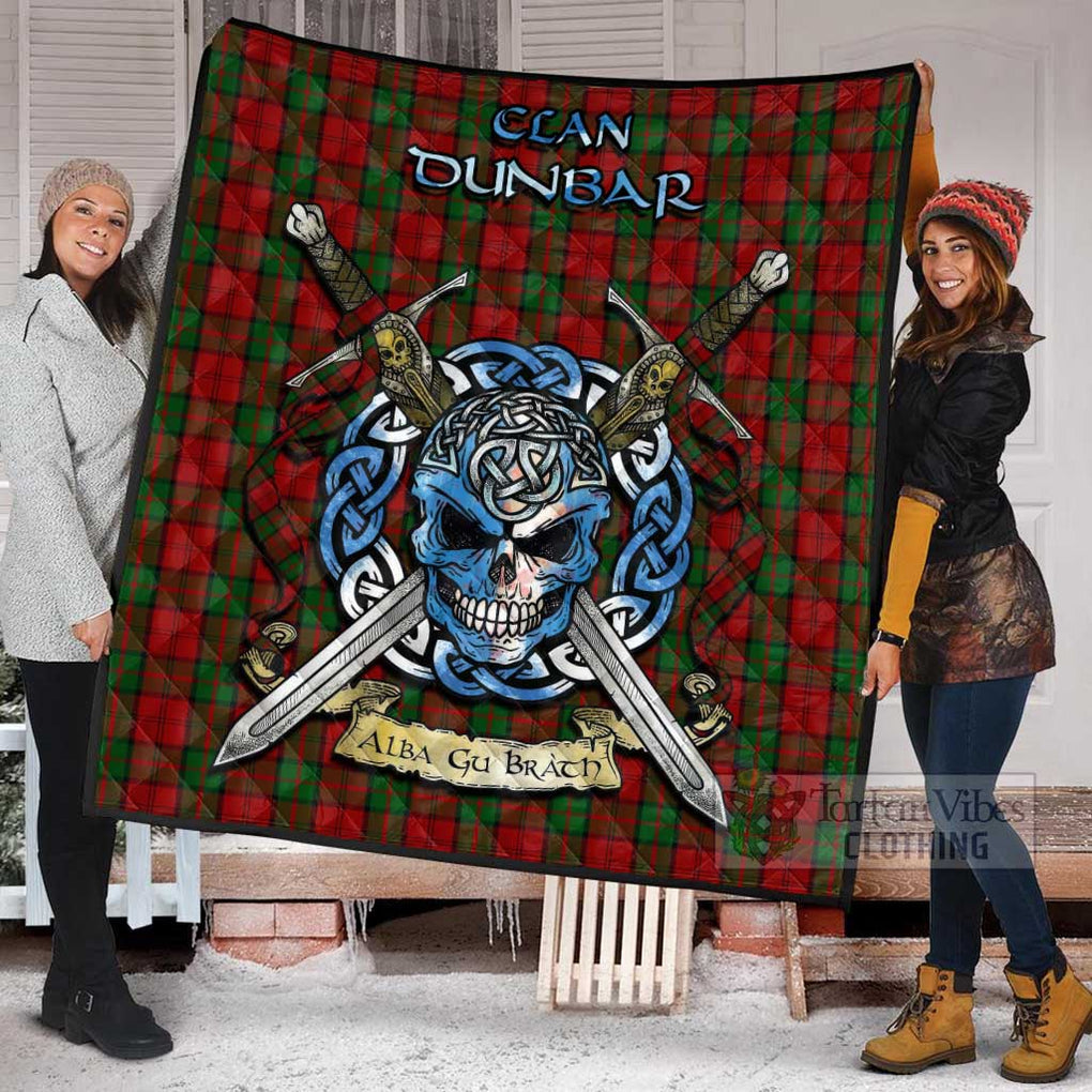 Tartan Vibes Clothing Dunbar Tartan Quilt with Celtic Skull Alba Gu Brath Style