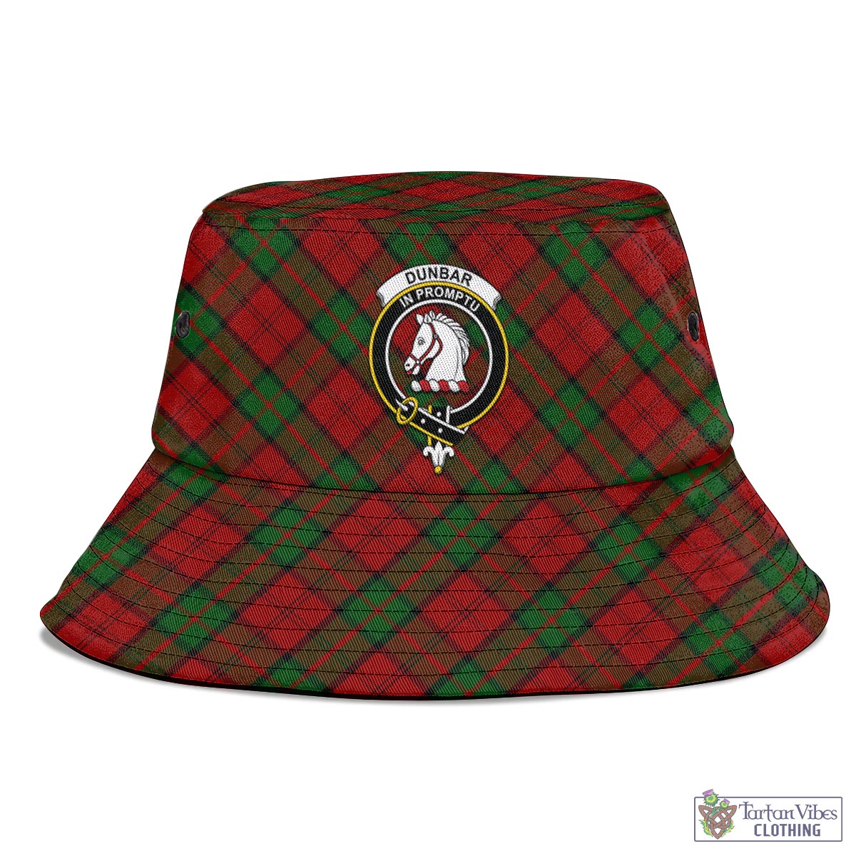 Tartan Vibes Clothing Dunbar Tartan Bucket Hat with Family Crest