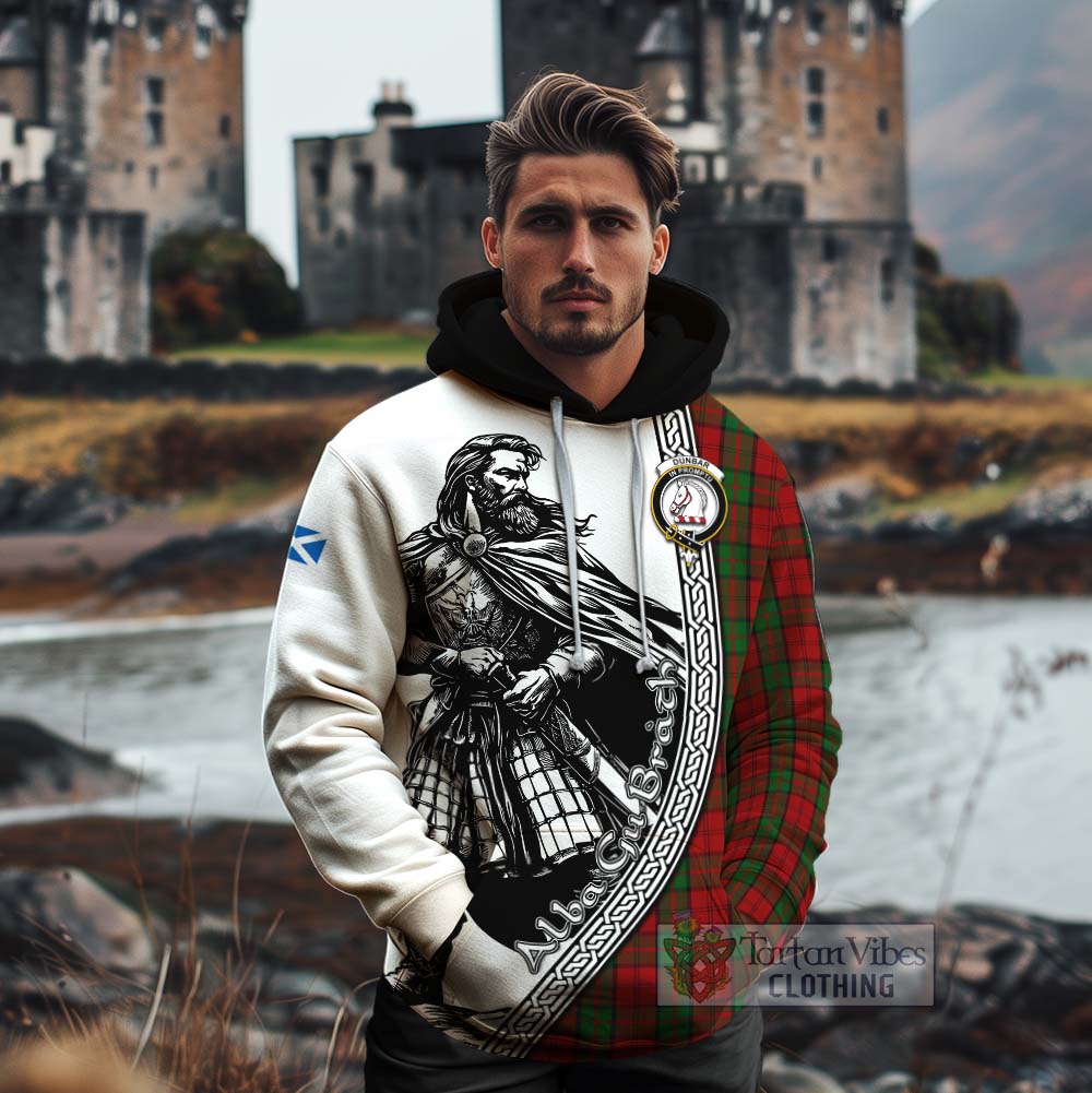 Tartan Vibes Clothing Dunbar Tartan Clan Crest Cotton Hoodie with Highlander Warrior Celtic Style