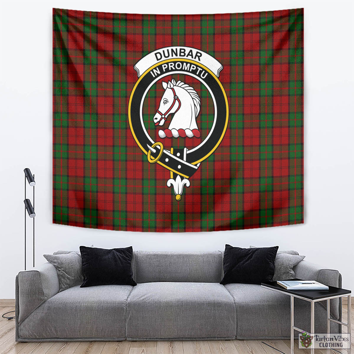 Tartan Vibes Clothing Dunbar Tartan Tapestry Wall Hanging and Home Decor for Room with Family Crest