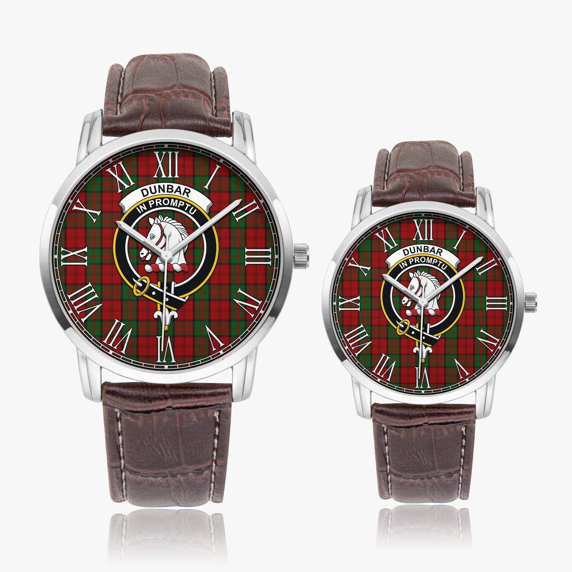 Dunbar Tartan Family Crest Leather Strap Quartz Watch - Tartanvibesclothing