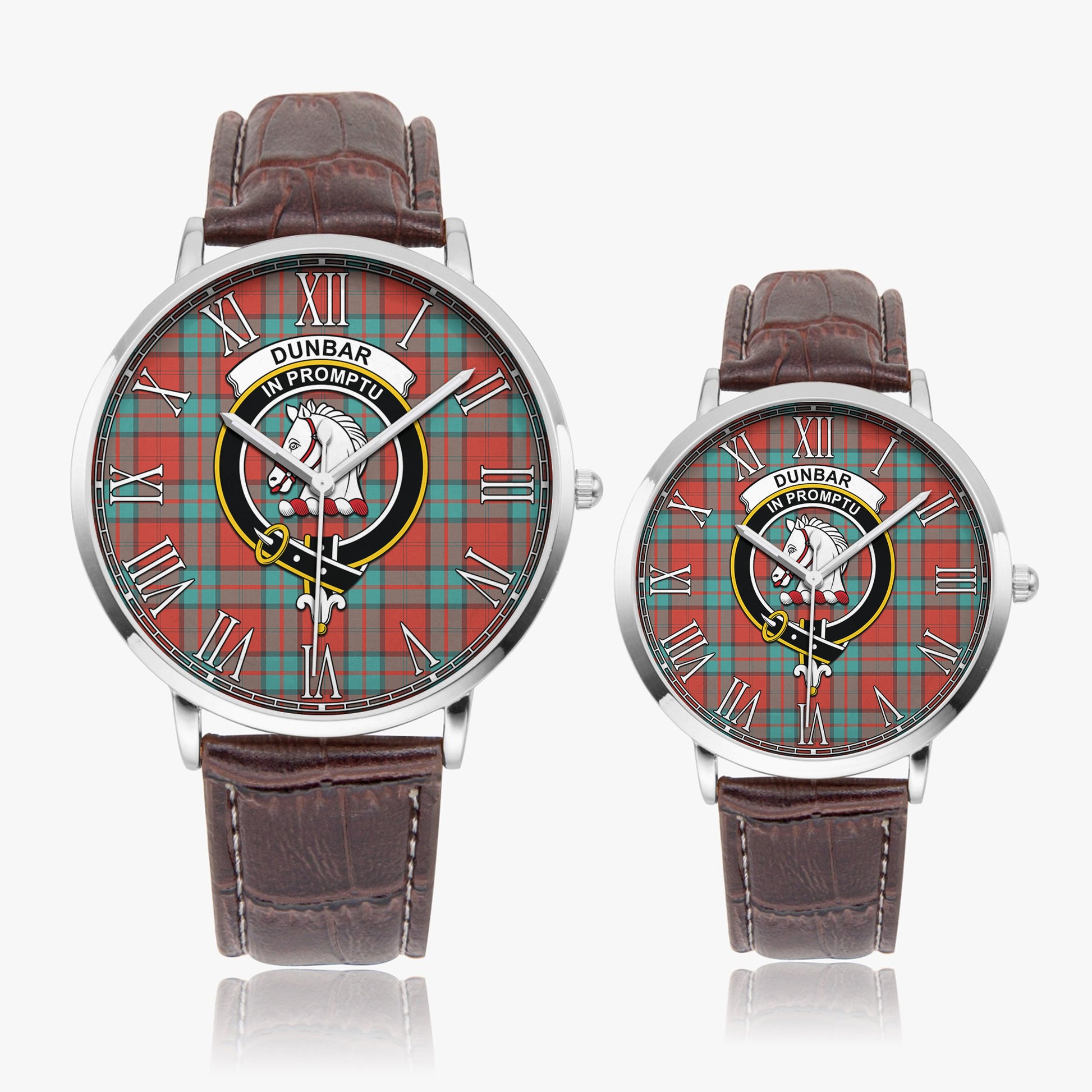 Dunbar Ancient Tartan Family Crest Leather Strap Quartz Watch - Tartanvibesclothing