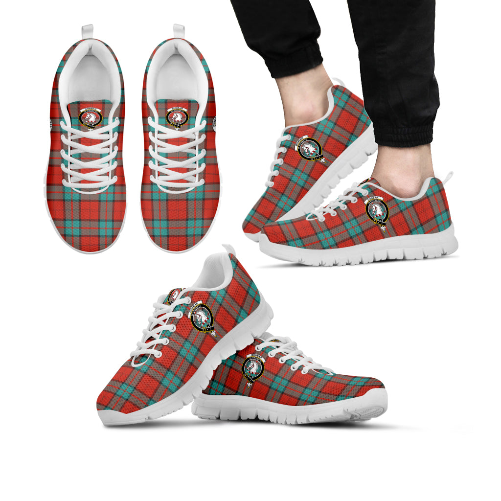 Dunbar Ancient Tartan Sneakers with Family Crest Kid's Sneakers - Tartan Vibes Clothing