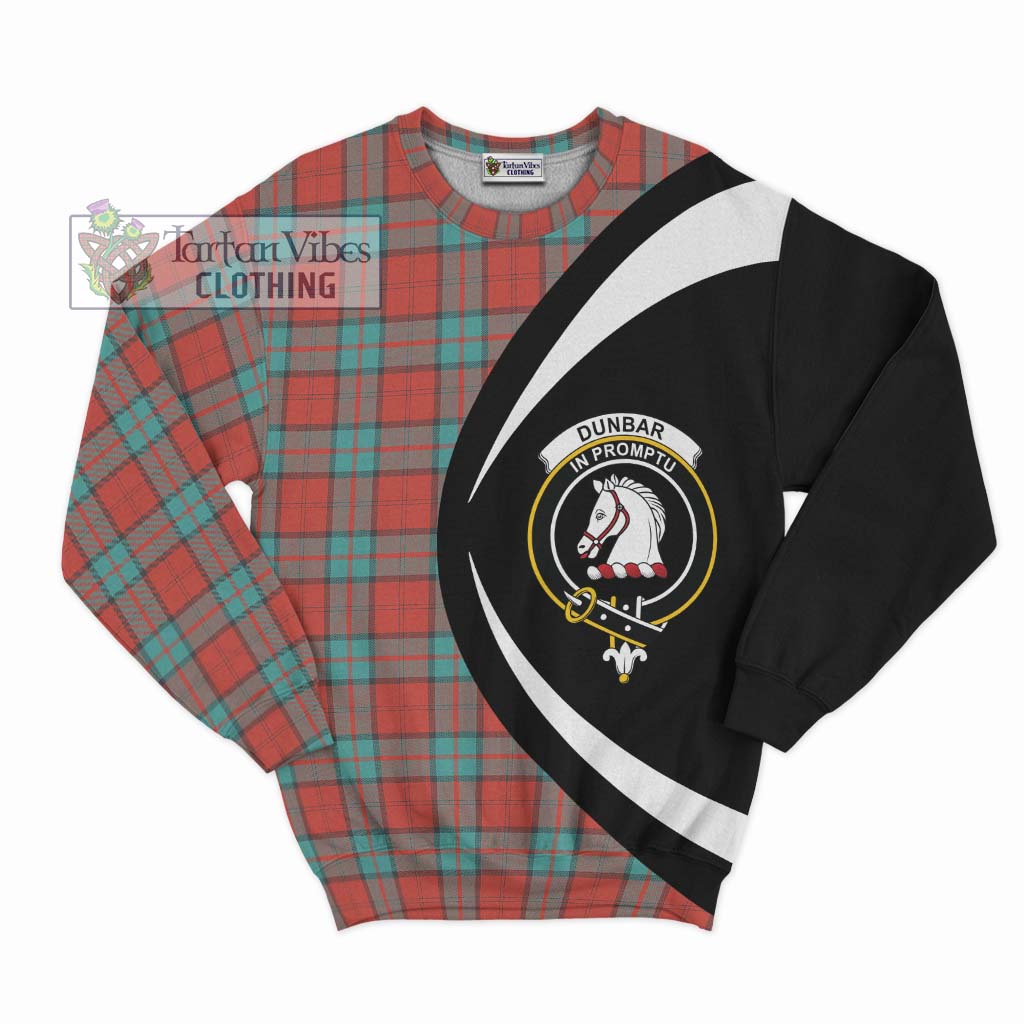 Dunbar Ancient Tartan Sweatshirt with Family Crest Circle Style Unisex - Tartan Vibes Clothing