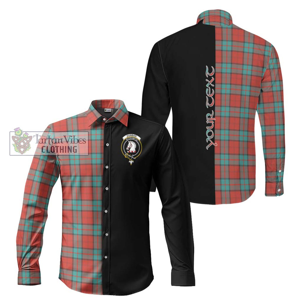 Dunbar Ancient Tartan Long Sleeve Button Shirt with Family Crest and Half Of Me Style Men's Shirt S - Tartanvibesclothing Shop