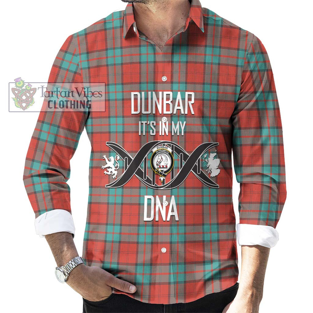 Dunbar Ancient Tartan Long Sleeve Button Shirt with Family Crest DNA In Me Style Men's Shirt S - Tartanvibesclothing Shop