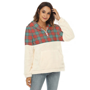 Dunbar Ancient Tartan Women's Borg Fleece Hoodie With Half Zip