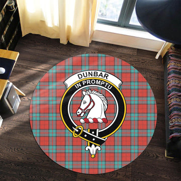 Dunbar Ancient Tartan Round Rug with Family Crest