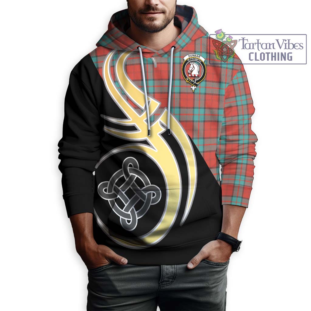 Dunbar Ancient Tartan Hoodie with Family Crest and Celtic Symbol Style Zip Hoodie - Tartan Vibes Clothing