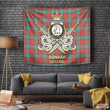 Dunbar Ancient Tartan Tapestry with Clan Crest and the Golden Sword of Courageous Legacy