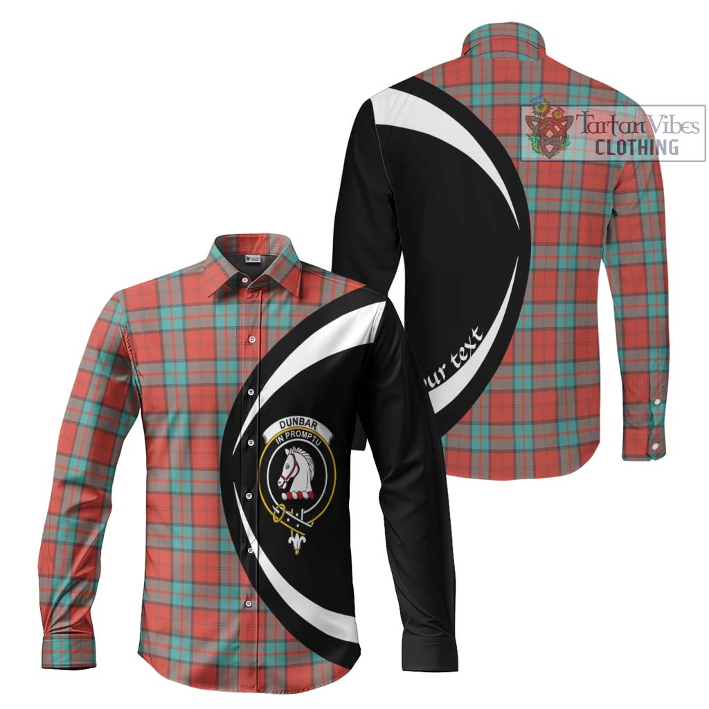 Dunbar Ancient Tartan Long Sleeve Button Up with Family Crest Circle Style Men's Shirt S - Tartan Vibes Clothing