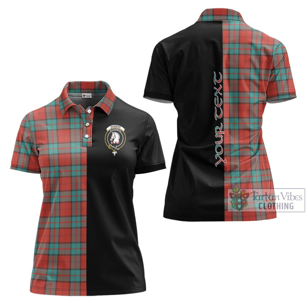 Dunbar Ancient Tartan Women's Polo Shirt with Family Crest and Half Of Me Style Women - Tartanvibesclothing Shop