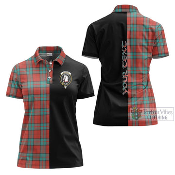 Dunbar Ancient Tartan Women's Polo Shirt with Family Crest and Half Of Me Style