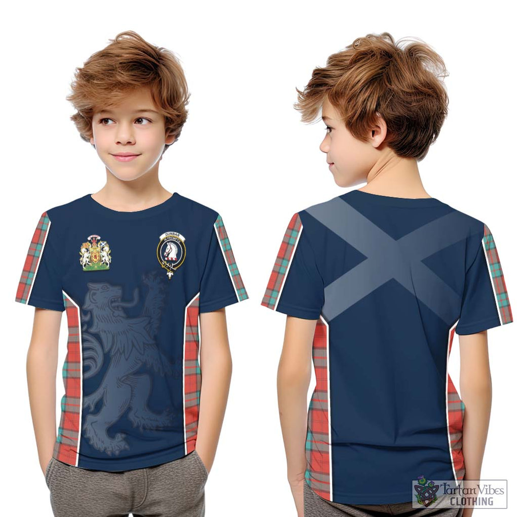 Dunbar Ancient Tartan Kid T-Shirt with Family Crest and Lion Rampant Vibes Sport Style Youth XL Size14 - Tartan Vibes Clothing