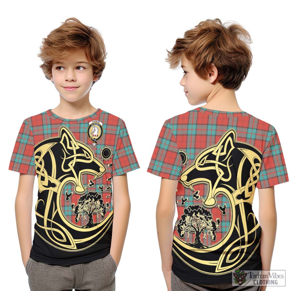 Dunbar Ancient Tartan Kid T-Shirt with Family Crest Celtic Wolf Style Youth XL Size14 - Tartan Vibes Clothing