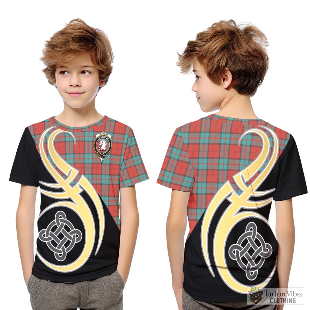 Dunbar Ancient Tartan Kid T-Shirt with Family Crest and Celtic Symbol Style Youth XL Size14 - Tartan Vibes Clothing