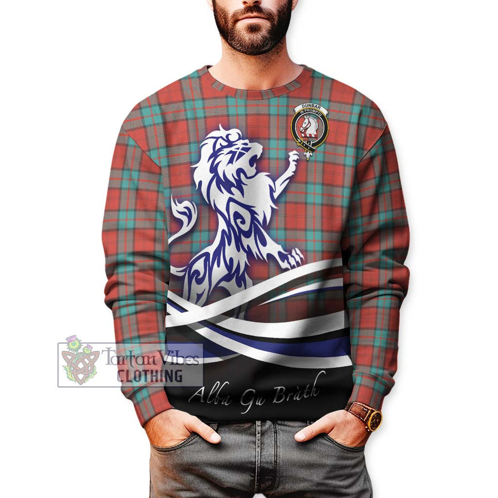 Dunbar Ancient Tartan Sweatshirt with Alba Gu Brath Regal Lion Emblem Unisex - Tartanvibesclothing Shop