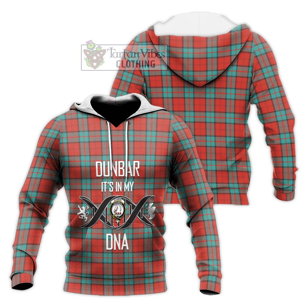 Dunbar Ancient Tartan Knitted Hoodie with Family Crest DNA In Me Style Unisex Knitted Pullover Hoodie - Tartanvibesclothing Shop