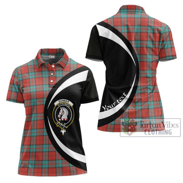 Dunbar Ancient Tartan Women's Polo Shirt with Family Crest Circle Style