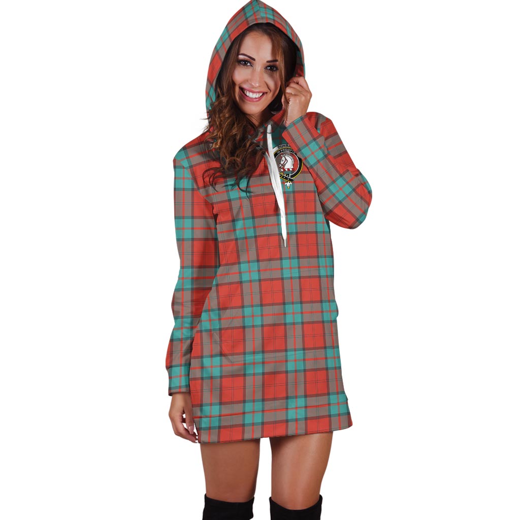 Dunbar Ancient Tartan Hoodie Dress with Family Crest - Tartan Vibes Clothing