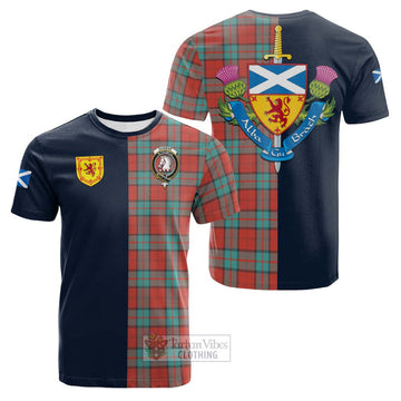 Dunbar Ancient Tartan Cotton T-shirt Alba with Scottish Lion Royal Arm Half Style