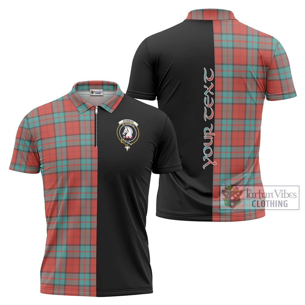 Dunbar Ancient Tartan Zipper Polo Shirt with Family Crest and Half Of Me Style Unisex - Tartanvibesclothing Shop