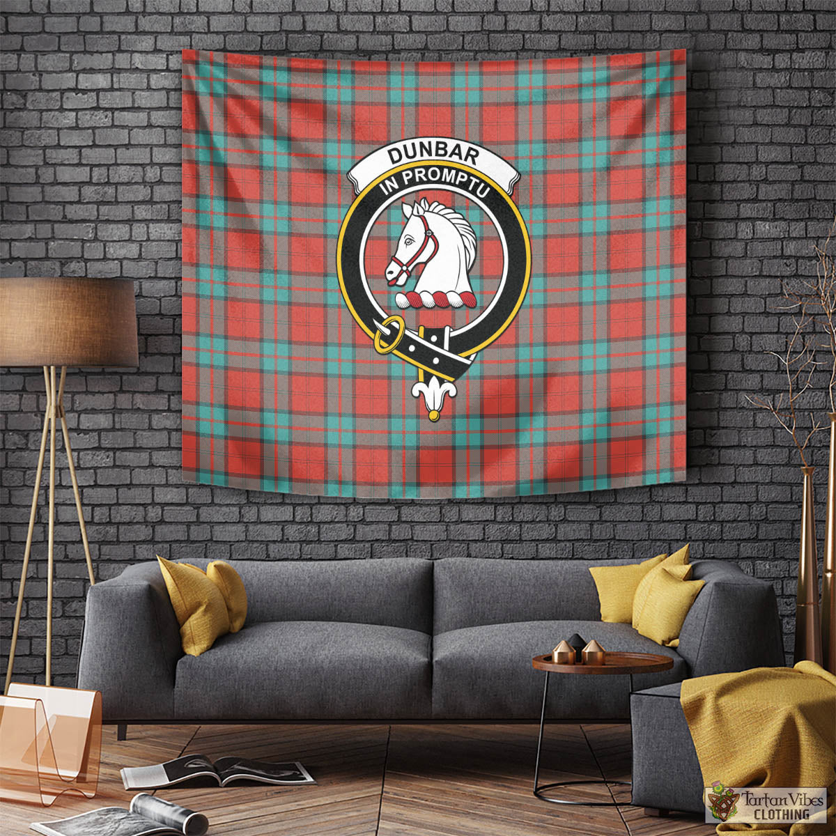 Tartan Vibes Clothing Dunbar Ancient Tartan Tapestry Wall Hanging and Home Decor for Room with Family Crest