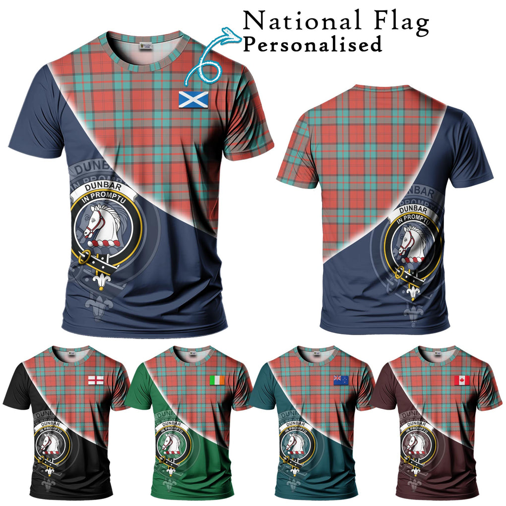 Dunbar Ancient Tartan T-Shirt with Personalised National Flag and Family Crest Half Style Kid's Shirt - Tartanvibesclothing Shop