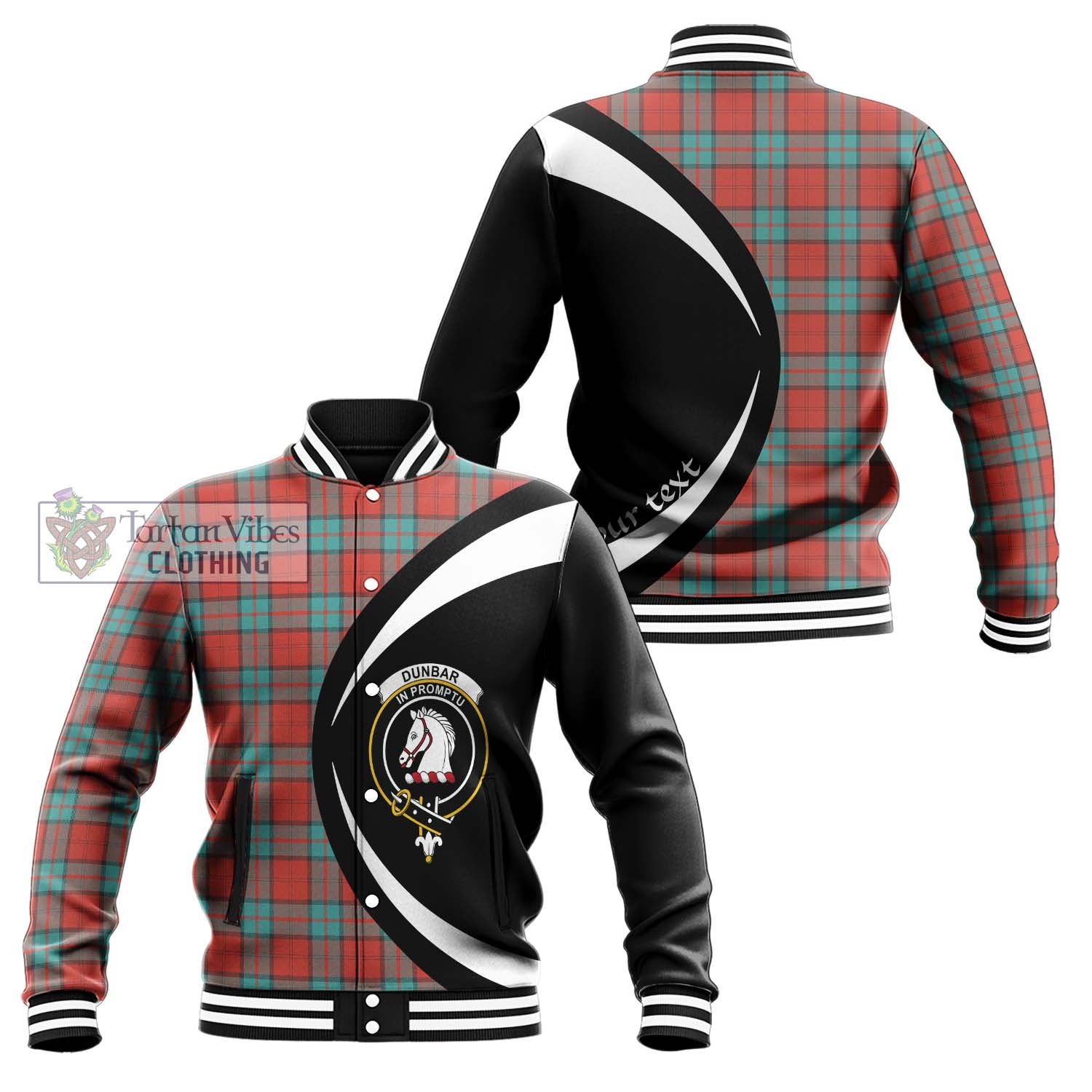 Dunbar Ancient Tartan Baseball Jacket with Family Crest Circle Style Unisex - Tartan Vibes Clothing