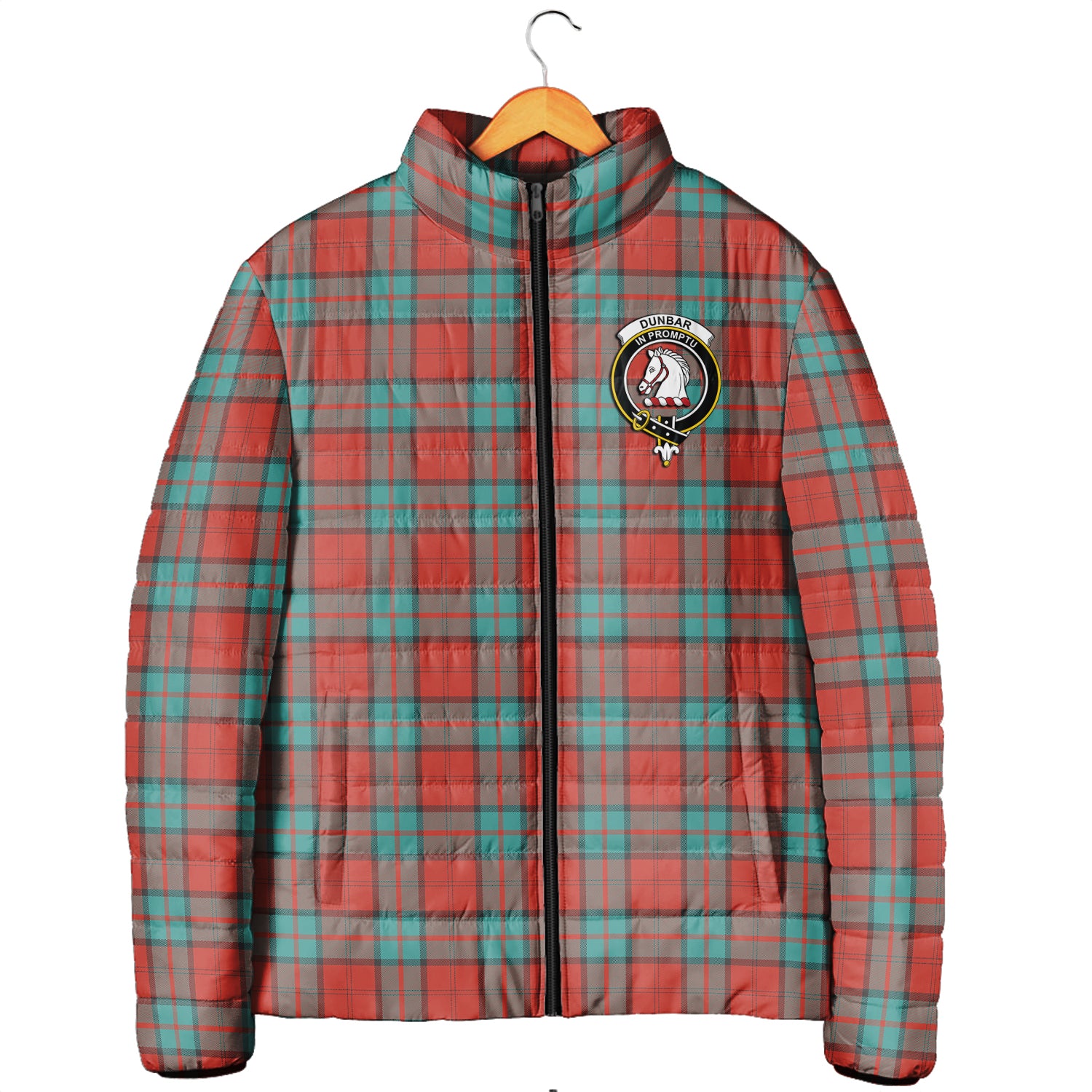 Dunbar Ancient Tartan Padded Jacket with Family Crest Men's Padded Jacket - Tartan Vibes Clothing