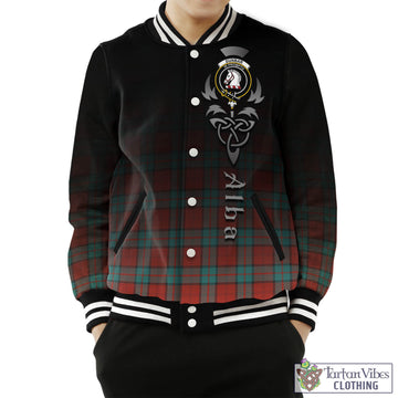 Dunbar Ancient Tartan Baseball Jacket Featuring Alba Gu Brath Family Crest Celtic Inspired