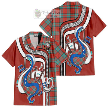 Dunbar Ancient Tartan Short Sleeve Button Shirt with Epic Bagpipe Style