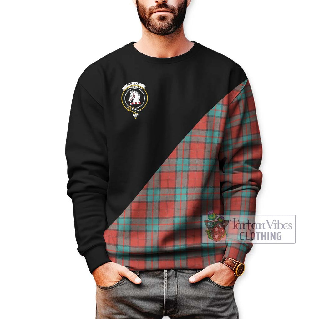 Dunbar Ancient Tartan Sweatshirt with Family Crest and Military Logo Style Unisex - Tartanvibesclothing Shop