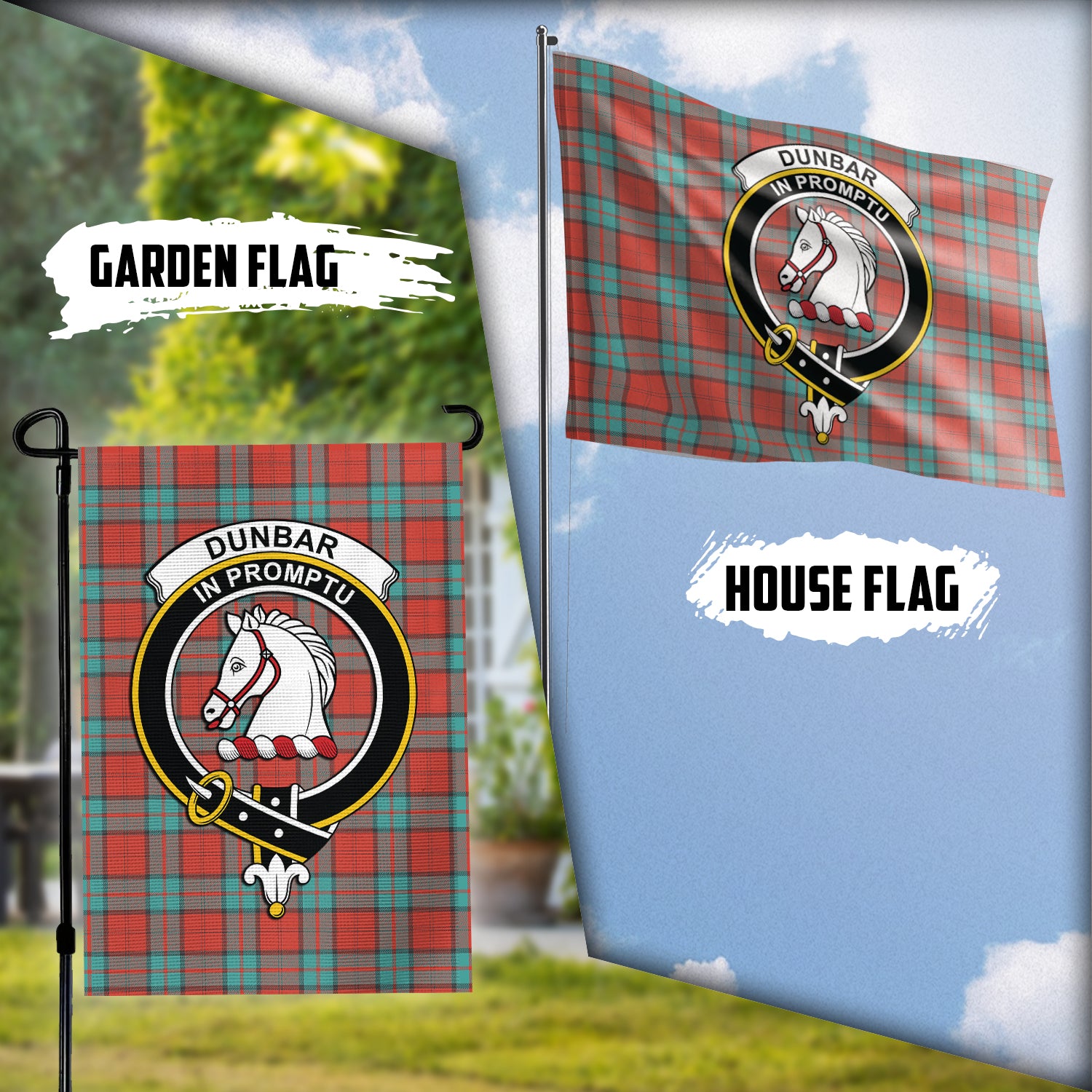 Dunbar Ancient Tartan Flag with Family Crest Garden Flag (Vertical) - Tartan Vibes Clothing