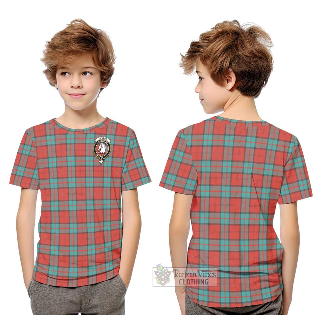 Dunbar Ancient Tartan Kid T-Shirt with Family Crest Youth XL Size14 - Tartanvibesclothing Shop