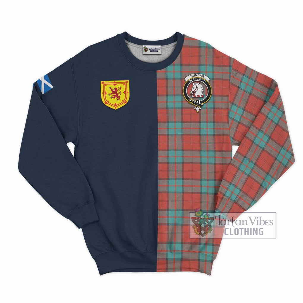 Tartan Vibes Clothing Dunbar Ancient Tartan Sweatshirt with Scottish Lion Royal Arm Half Style