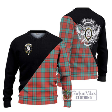 Dunbar Ancient Tartan Ugly Sweater with Family Crest and Military Logo Style