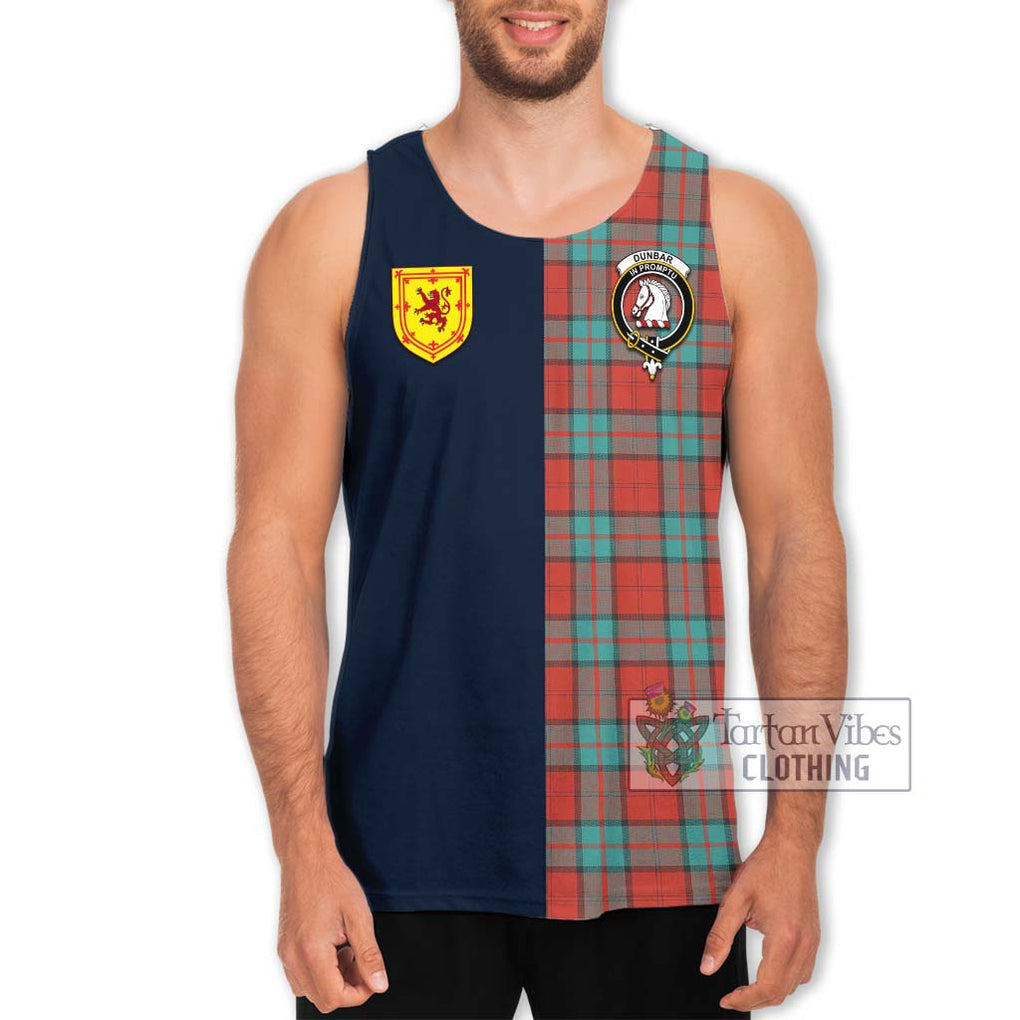 Tartan Vibes Clothing Dunbar Ancient Tartan Men's Tank Top with Scottish Lion Royal Arm Half Style